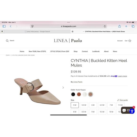 New! Womens Linea Paolo Cynthia Nude Nappy Buckled Kitten Heels Mules. Size 9.5M - Picture 11 of 11